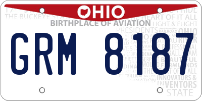 OH license plate GRM8187