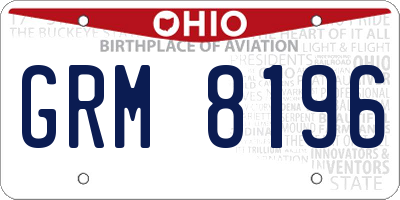 OH license plate GRM8196