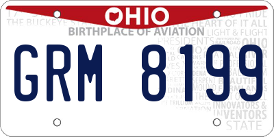 OH license plate GRM8199