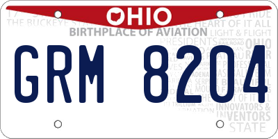 OH license plate GRM8204