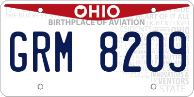 OH license plate GRM8209