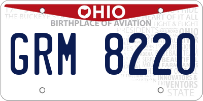 OH license plate GRM8220