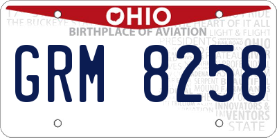 OH license plate GRM8258