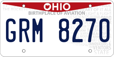 OH license plate GRM8270
