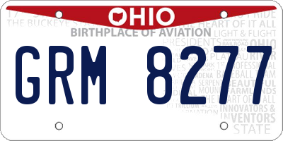 OH license plate GRM8277
