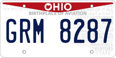 OH license plate GRM8287