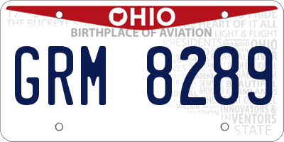 OH license plate GRM8289