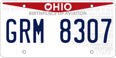 OH license plate GRM8307