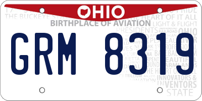 OH license plate GRM8319