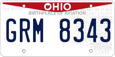 OH license plate GRM8343