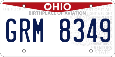 OH license plate GRM8349