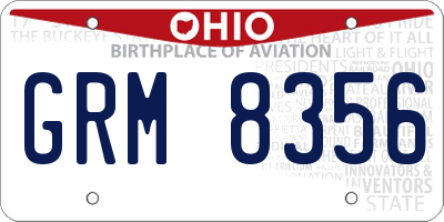 OH license plate GRM8356