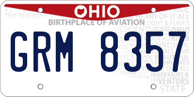 OH license plate GRM8357