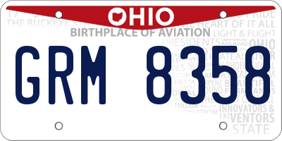OH license plate GRM8358