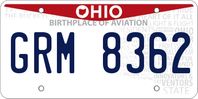 OH license plate GRM8362