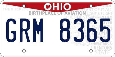 OH license plate GRM8365