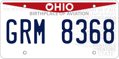 OH license plate GRM8368