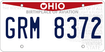 OH license plate GRM8372