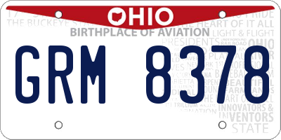 OH license plate GRM8378