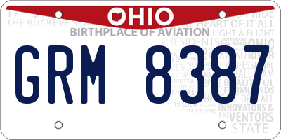 OH license plate GRM8387