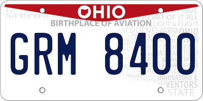 OH license plate GRM8400