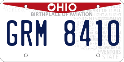 OH license plate GRM8410