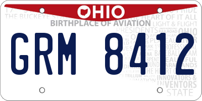 OH license plate GRM8412