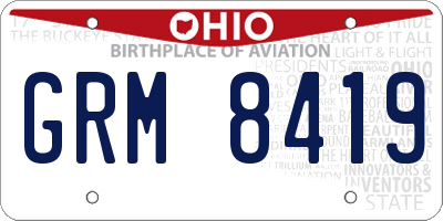 OH license plate GRM8419
