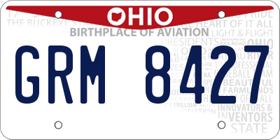 OH license plate GRM8427