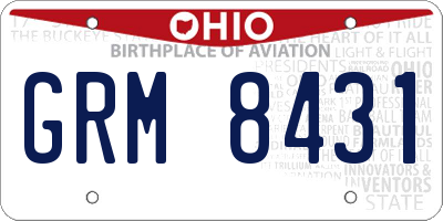 OH license plate GRM8431