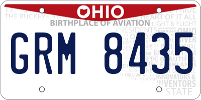 OH license plate GRM8435