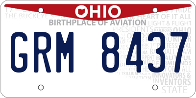 OH license plate GRM8437
