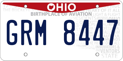 OH license plate GRM8447