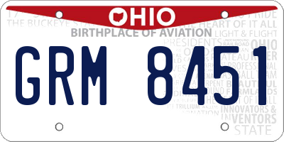 OH license plate GRM8451