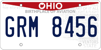 OH license plate GRM8456
