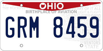 OH license plate GRM8459