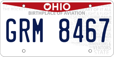 OH license plate GRM8467