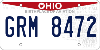 OH license plate GRM8472