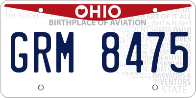 OH license plate GRM8475