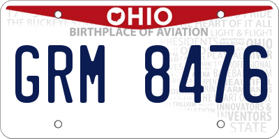 OH license plate GRM8476