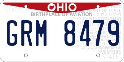 OH license plate GRM8479