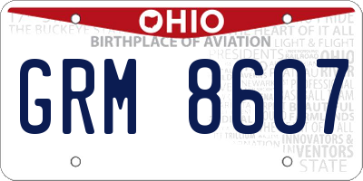 OH license plate GRM8607