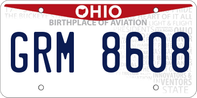 OH license plate GRM8608