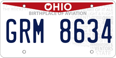 OH license plate GRM8634