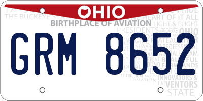 OH license plate GRM8652