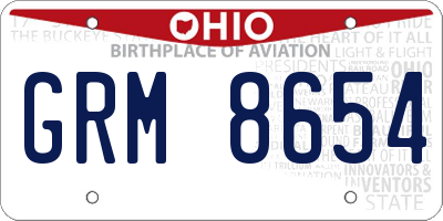 OH license plate GRM8654