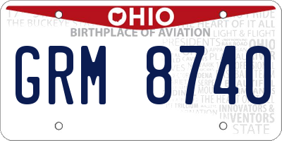 OH license plate GRM8740
