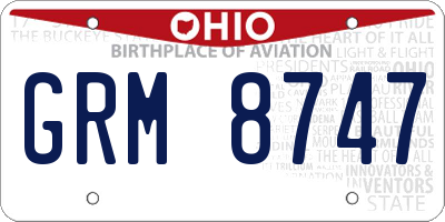 OH license plate GRM8747