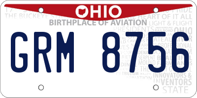 OH license plate GRM8756