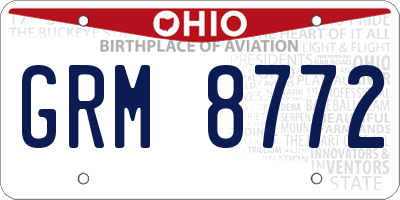OH license plate GRM8772